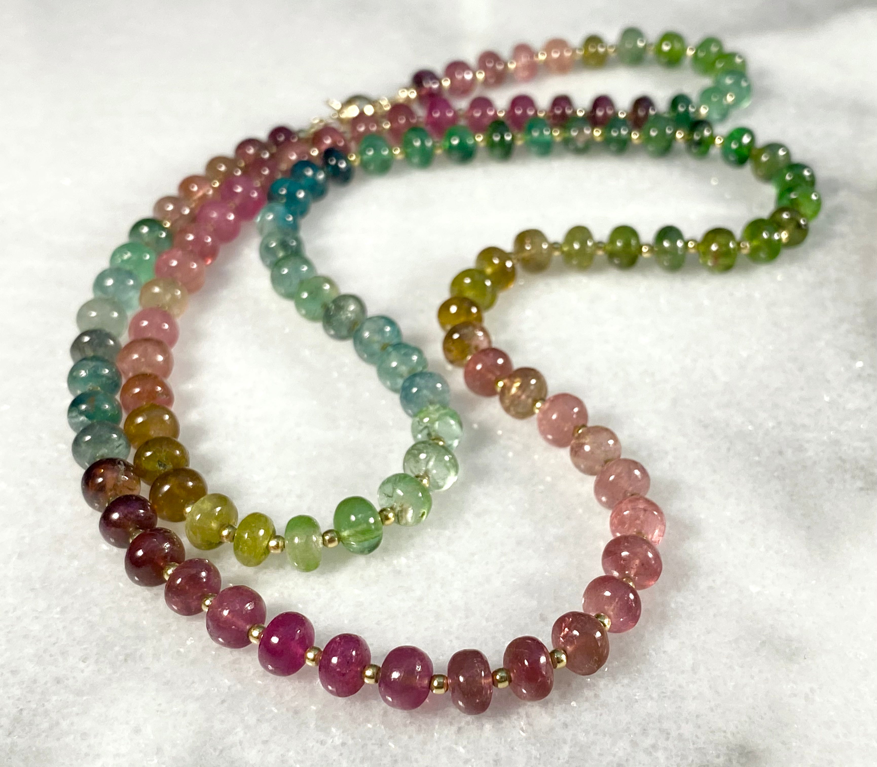 Rare Heart Shape Clear Brazil Tourmaline Necklace 4*7to8MM Candy Rainbow  Natural Stone Beads Women Luxury Varnish Gemstone - AliExpress